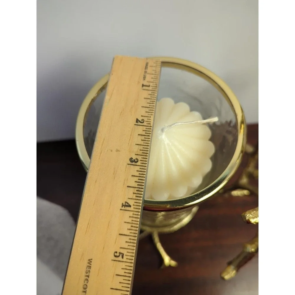 Gold Branch Hurricane Candle Holder Glass Cylinder Lantern Woodland Glam Decor